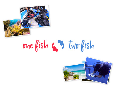 One Fish Two Fish Logo company conservation coral reef logo mexico one fish two fish scuba scuba diver