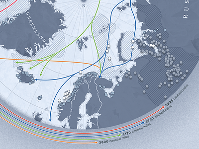Mapping the Arctic - Close up arctic map north north pole oil oil field routes shipping
