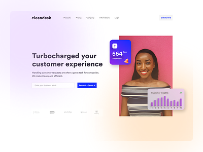 Turbocharged - Increase your customer success rate customer customer experience cx gradient saas landing page