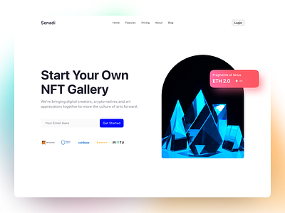 NFT Platform Website 2d 3d blockchain concept crypto landing page minimal nft token ui ux web design