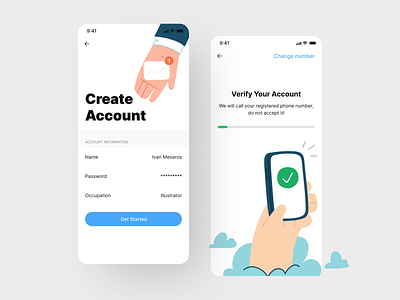 Sign Up UI Account daily illustration interface logo mobile app product design register sign up verification