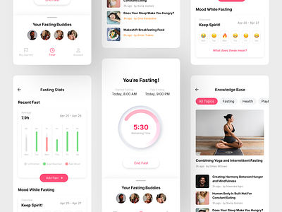 Intermittent Fasting App UI Kit app fasting health health tech intermittent fasting mindfulness app mobile app product design yoga