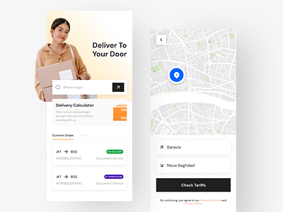 Delivery App Interface delivery gradient interface map minimal mobile search ui