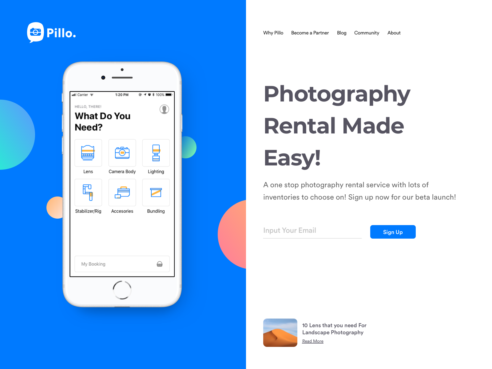 Pillo Landing Page Header by Dimas Wibowo on Dribbble