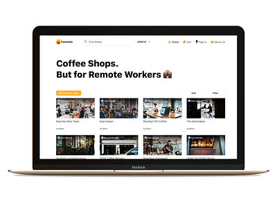 #Exploration - Coffee Shop for Remote Workers coffee coffeeshop daily interface job board minimal remote remote work ui ux