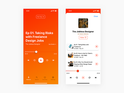 #Exploration - Random Podcast Player gradient interface ios iphone x mobile ui player podcast radio ui ux visual design