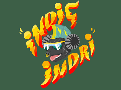 "Indie Indri" logo art branding color pencil design draw dream event festival illustration indie indri lemurs logo lémurien madagascar malagasy motion graphics music rock water ink