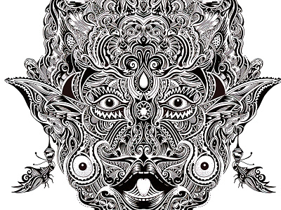 Mirror Mirror art black white color pencil creature decorative design doodle draw dream face futur graphic graphic design illustration logo pattern portrait sketch surrealistic water ink