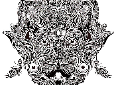 Mirror Mirror art black white color pencil creature decorative design doodle draw dream face futur graphic graphic design illustration logo pattern portrait sketch surrealistic water ink