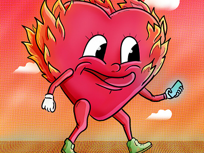 "Fire Heart" art branding cartoon character design color pencil design draw drawing dream fire fun graphic design heart illustration love manga telephone thomas auvin vintage water ink