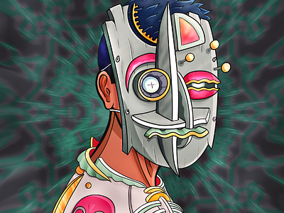 "Mask On" art bd carnaval character character design collection color pencil comics design digital draw dream graphic design illustration manga mask nft portrait thomas auvin water ink