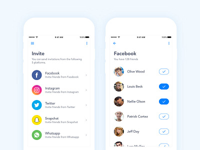 Invite Friends facebook friends instagram invite