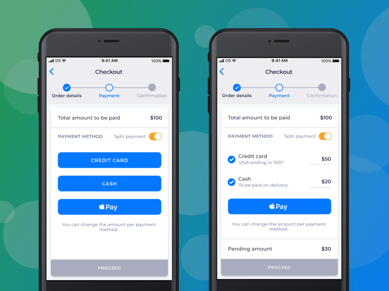 Split payment by Veena Ramachandran on Dribbble