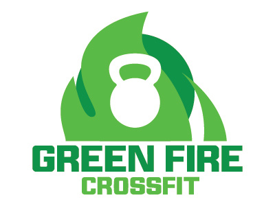 Green Fire Crossfit Logo crossfit design kettlebell logo