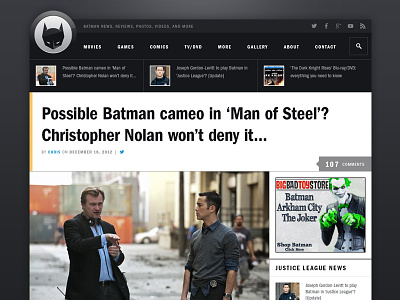 Revised Batman Article Page batman franklin gothic redesign website wordpress