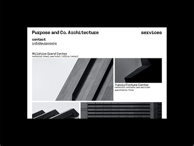 Purpose Architecture Web site animation architecture art black card clean design graphic design layout minimal minimalist modern poster ui ux web design white whitespace
