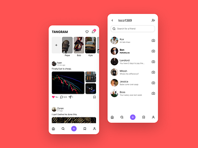 Tangram - Social network app app design design social network ui ux