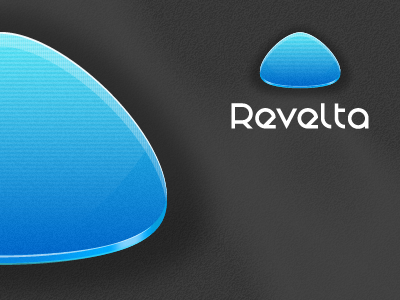 Revelta blue glass logo reflection transparent