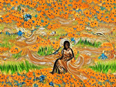 Flowers in the Field black art design generative art graphic design illustration