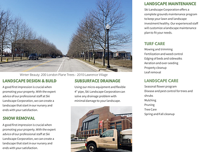 Trifold brochure for a landscaping company (page 2)