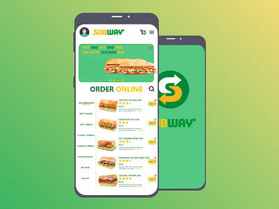 Subway Mobile App Design appbrainy appui branding cafe dribbleui food graphic design mobile app subsandwhich subway ui uibucket uisource uiux uiuxsupply ux uxism web