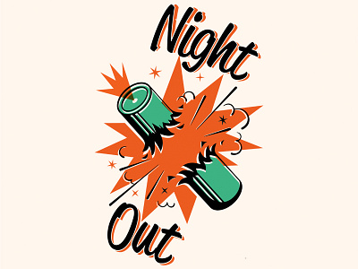 Night Out illustration type typography vector