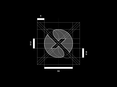 X logo construction grid