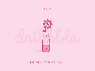 Hello, Dribbble! clean first shot flower minimal simple thank you
