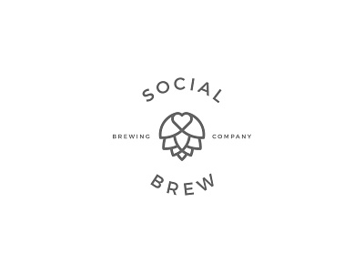 Social Brew | Logo concept beer brewing heart hops logo minimal social