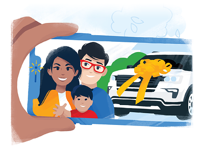 Purchased with CarMax car character character design family illustration illustrator new people selfie vector illustration