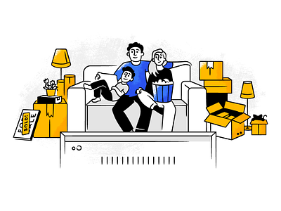 Move in day brand illustration character character design family home illustration illustrator movie moving people