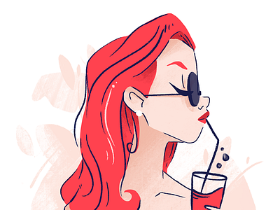 Sip Sip character editorial flower illustration illustrator mood procreate summer woman women