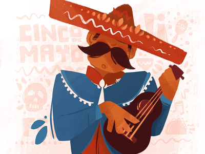 Mariachi character cinco de mayo holiday illustration margarita mariachi mexican mexico skull