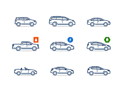 Vehicle Icons brand illustration car diesel electric icon icons illustration sedan suv truck