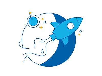 3.. 2.. 1.. brand illustration icon illustration planet rocket space