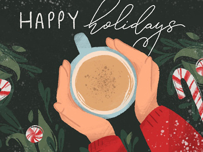 happy holidays candy canes editorial holidays hot chocolate illustration winter