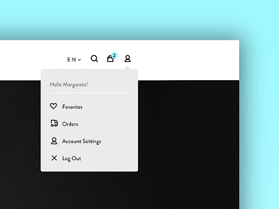User dropdown menu drowndown ecommerce
