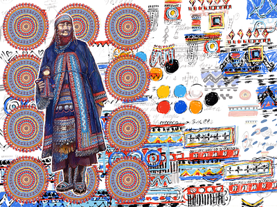 Evenki. Traditional costume. design ethnic folk grandma grandmother illustration mandala mandalaart ornament ornamental pattern print tradition trxtile