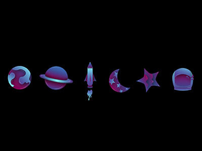 Space Icons gradient icon set space