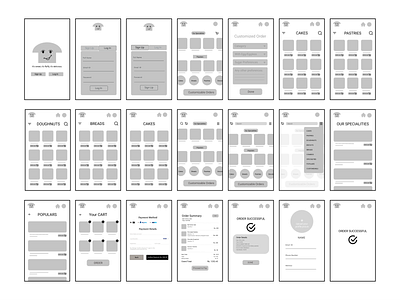 Mockup for a Bakery App appdesign bakeryapp design graphic design mockup ui uiux userinterface ux uxdesign wireframes