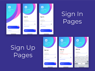 Sign In and Sign Up Pages app appdesign buttons colorscheme design graphics shadows signin signinbutton signinpage signup signupbutton signuppage strokes textfields ui uielements ux