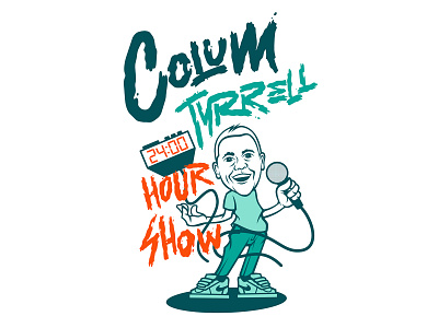 Colum Tyrrell's 24 hour show 24 hour show adobe illustrator branding comedy illustration mic microphone vector