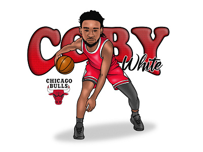 Coby White basketball bulls chicago chicago bulls illustration ipad nba poster procreate