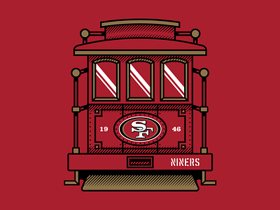 niners 49ers fanatics football graphic hometown illustration nfl san fransisco shirt super bowl trolley