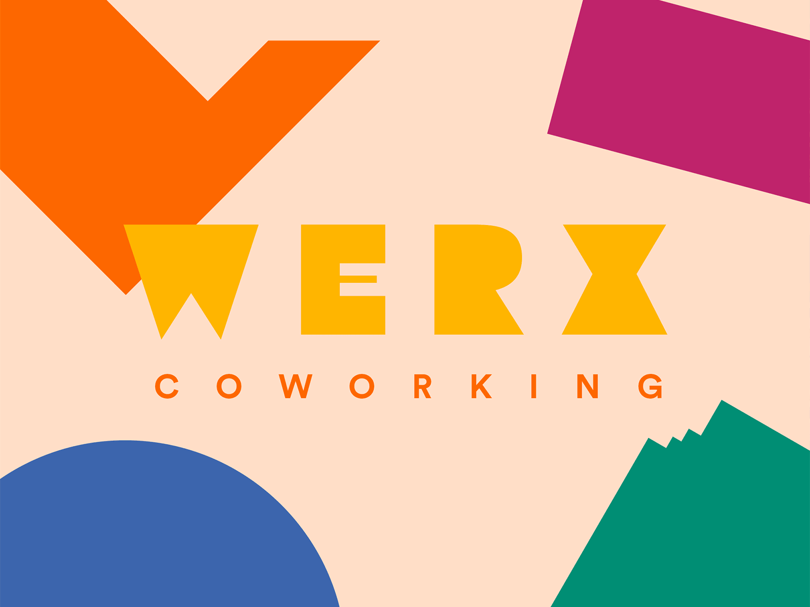 Werx Coworking Branding branding colorful colorfull coworking geometric logo pattern shapes wordmark