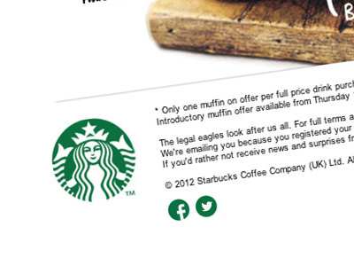 Social icon suggestion for Starbucks email newsletter facebook social icons starbucks twitter