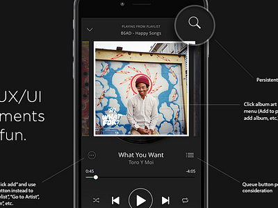 Spotify Player Enhancements interaction design mobile mobile ui music music player product design sketch spotify ui ux