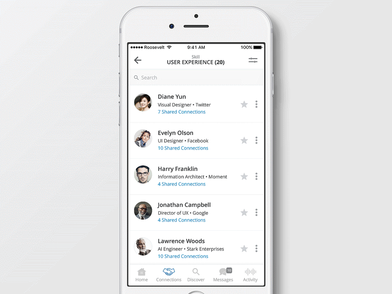 LinkedIn Extended Networks animation app clean contacts gif interface iphone mobile prototyping sketch ui ux