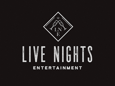 Live Nights Entertainment atl atlanta badge champagne lettering logo minimal trademark vintage