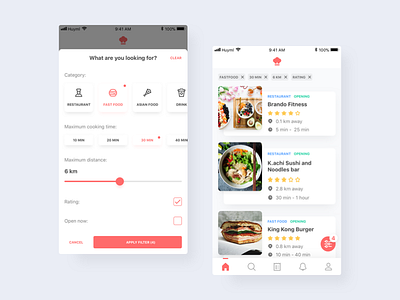 Filter for Food ordering app app design filter food order vietnam